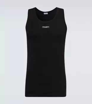 Топ из смесового хлопка с логотипом Dolce&Gabbana, черный