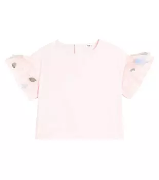 Топ из смесового хлопка с рюшами Il Gufo, розовый