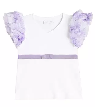 Топ из смесового хлопка с рюшами Monnalisa, мультиколор