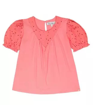 Топ из смесового хлопка в технике бродери англез Tartine et Chocolat, розовый