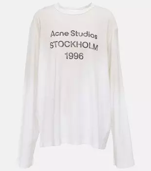 Топ из смесового хлопкового джерси с логотипом ACNE STUDIOS, белый