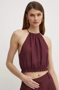 Топ из смесового льна Patrizia Pepe, бордовый