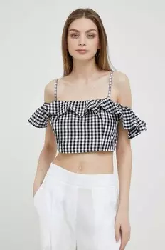 Топ из смесового льна United Colors of Benetton, черный