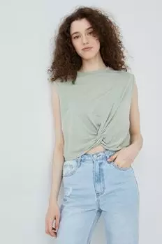 Топ из смесового льна Vero Moda, зеленый