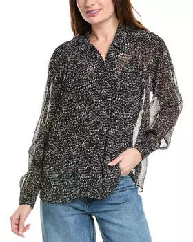 Топ из смесового шелка с принтом «Rag & Bone Emmy», черный