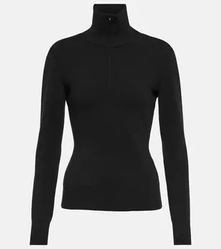 Топ из смесовой шерсти с высоким воротником ALAA, черный