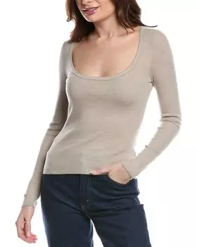 Топ из смесовой шерсти Theory Leenda, коричневый