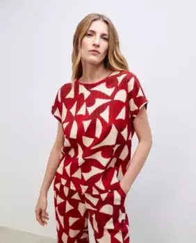 Топ из смесовой ткани с короткими рукавами Woman El Corte Ingls, красный