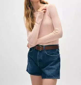 Топ из сверхтонкого органического хлопка с широкими манжетами в рубчик в цвете Desert Pink White + Warren