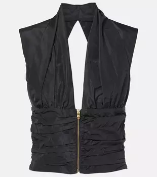 Топ из тафты с рюшами Patou, черный