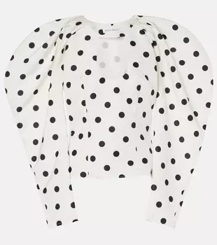 Топ из тафты в горошек Nina Ricci, цвет white with black dots