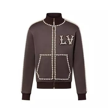 Топ из технического хлопка, украшенный жемчугом Louis Vuitton, коричневый