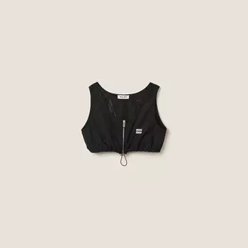 Топ из технического шелка Miu Miu, черный