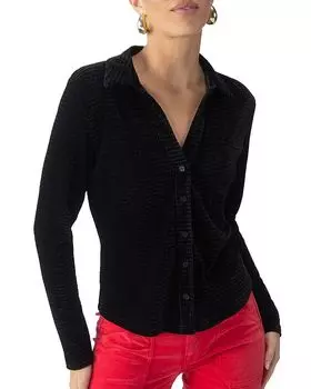 Топ из текстурированного бархата с пуговицами Sanctuary, черный