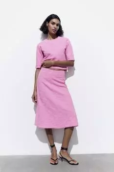 Топ из текстурированного жаккарда ZARA, розовый