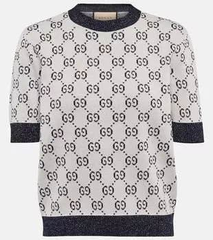 Топ из ткани ламе из смесового хлопка GUCCI, серый