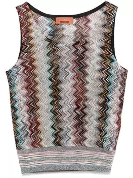 Топ из ткани ламе с узором зигзаг Missoni, синий
