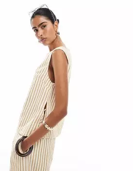 Топ из ткани сирсакер с завязками по бокам ASOS DESIGN в коричневую полоску