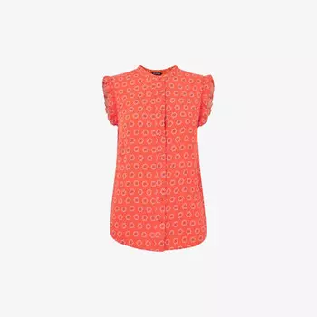 Топ из тканого материала с цветочным принтом и оборками на рукавах Whistles, мультиколор