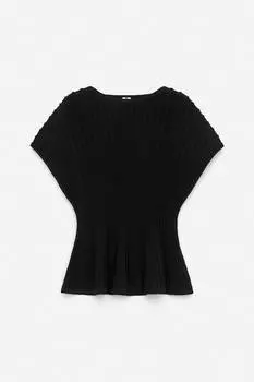Топ из тонкого трикотажа с баской Arket, черный