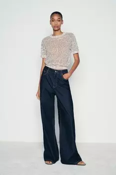 Топ из тонкого трикотажа с животным принтом ZARA, цвет leopard