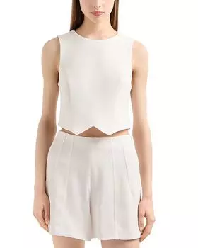 Топ из триацетатной ткани Shell Top Emporio Armani, слоновая кость/кремовый