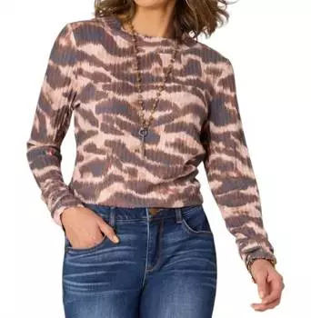 Топ из трикотажного полотна с рюшами по бокам в коричневом цвете Multi Democracy