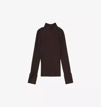 Топ из трикотажного полотна с высоким воротом в рубчик в венском стиле Reiss, бургундия