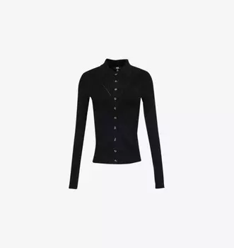 Топ из трикотажной резинки Jayde с застежкой на пуговицы спереди Paige, черный