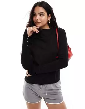 Топ из трикотажной ткани с длинными рукавами, черного цвета, с отделкой заклепками на горловине и манжетах & Other Stories