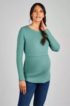 Топ из трикотажной ткани в рубчик для беременных и кормящих мам Jojo Maman Bb, зеленый