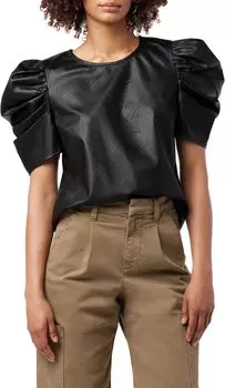 Топ из веганской кожи Kira с пышными рукавами Joe's Jeans, черный