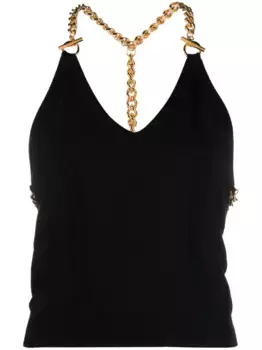 Топ из вирджинской шерсти с цепочками Moschino, черный