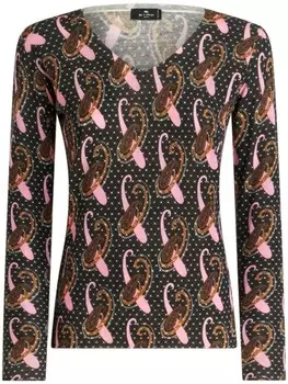 Топ из вирджинской шерсти с принтом пейсли ETRO, черный