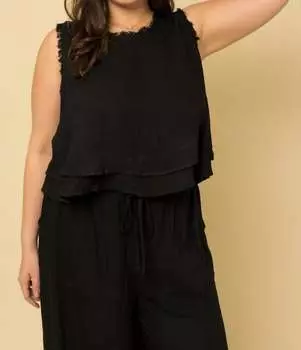 Топ из вискозы с бахромой черного цвета GILLI