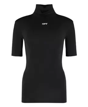 Топ из вискозы с контрастным принтом логотипом Off White, черный