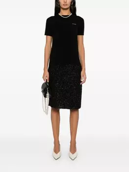 Топ из жаккардового трикотажа с логотипом Miu Miu, черный