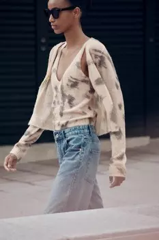 Топ из жаккардового трикотажа ZARA, цвет printed