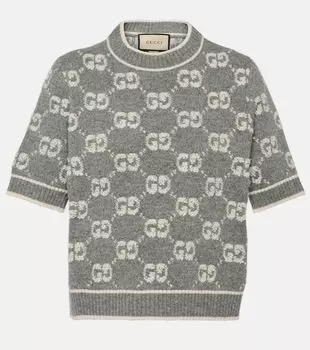 Топ из жаккардовой шерсти gg Gucci, серый