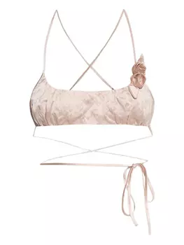 Топ из жатого атласа с аппликацией в виде розы Blumarine, розовый