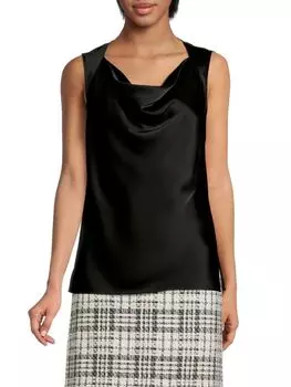 Топ из жидкого атласа с воротником-хомутом St. John, черный