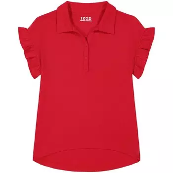 Топ IZOD с короткими рукавами и рюшами для девочек 4–16 лет, красный