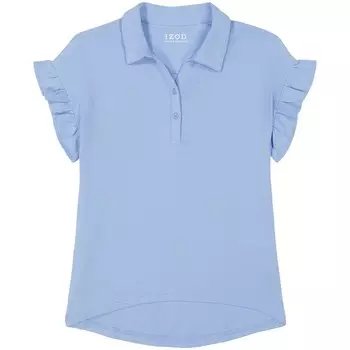 Топ IZOD с короткими рукавами и рюшами для девочек 4–16 лет, цвет Light Blue