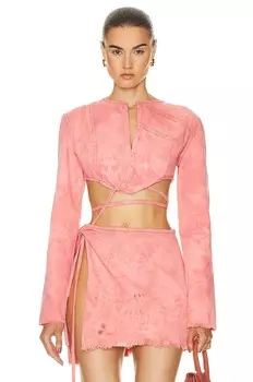 Топ Jade Cropper Long Sleeve Denim, цвет Corall