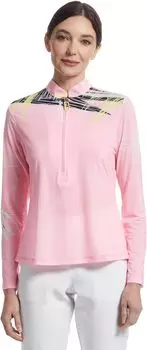 Топ Jamie Sadock Sunsense Strings Print Long Sleeve 1/4 Zip Sun Protection Top, розовый