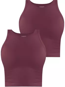 Топ Janice 2 x Damen crop hochgeschlossen Niah, цвет burgund