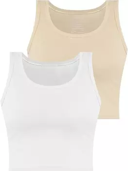 Топ Janice 2 x Damen crop Namlea, цвет beige/wei