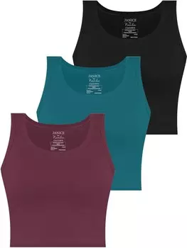 Топ Janice 3 x Damen crop Namlea, цвет burgund/petrol/schwarz