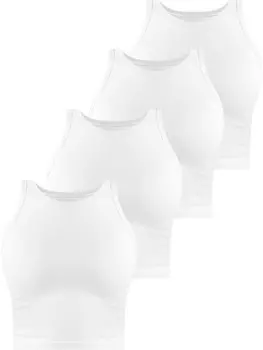 Топ Janice 4 x Damen crop hochgeschlossen Niah, белый