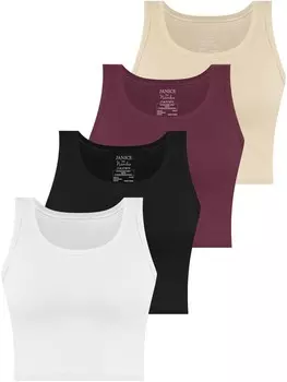 Топ Janice 4 x Damen crop Namlea, цвет wei/schwarz/burgund/beige